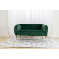 Roomee Russell Living room Modern Velvet Fabric 2 seater Sofa - Green - green