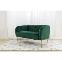 Roomee Russell Living room Modern Velvet Fabric 2 seater Sofa - Green - green
