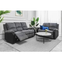 Roomee Living room Jumbo Cord Fabric Recliner Armchair Lounge Chair Home Reclining Sofa Set 3+2 - grey