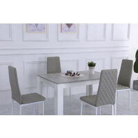 Roomee Modern wooden dining table and 4 chairs set marble table top metal chair leg