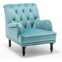 Upholstered Wide Tufted Velvet accent Armchair in teal - teal