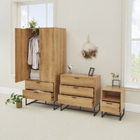 Industrial Style 3 Piece Bedroom Sets Bedroom Set with Wardrobe Chest and Bedside Table - Light Brown
