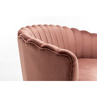 Modern 3 Seater Sofa Velvet Loveseat Couch with Metal Leg Armrests Sofa Chair Lounge Accent Chair in Pink