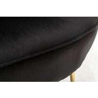 Modern 3 Seater Sofa Velvet Loveseat Couch with Metal Leg Armrests Sofa Chair Lounge Accent Chair in Black