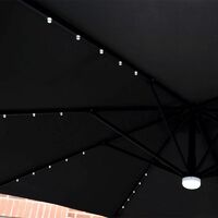 Roma 3M Garden Patio Cantilever Parasol Outdoor Umbrella with LED Lights and Base Set Grey