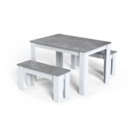 Dining Set Table and 2 Bench Set Kitchen Furniture in Grey