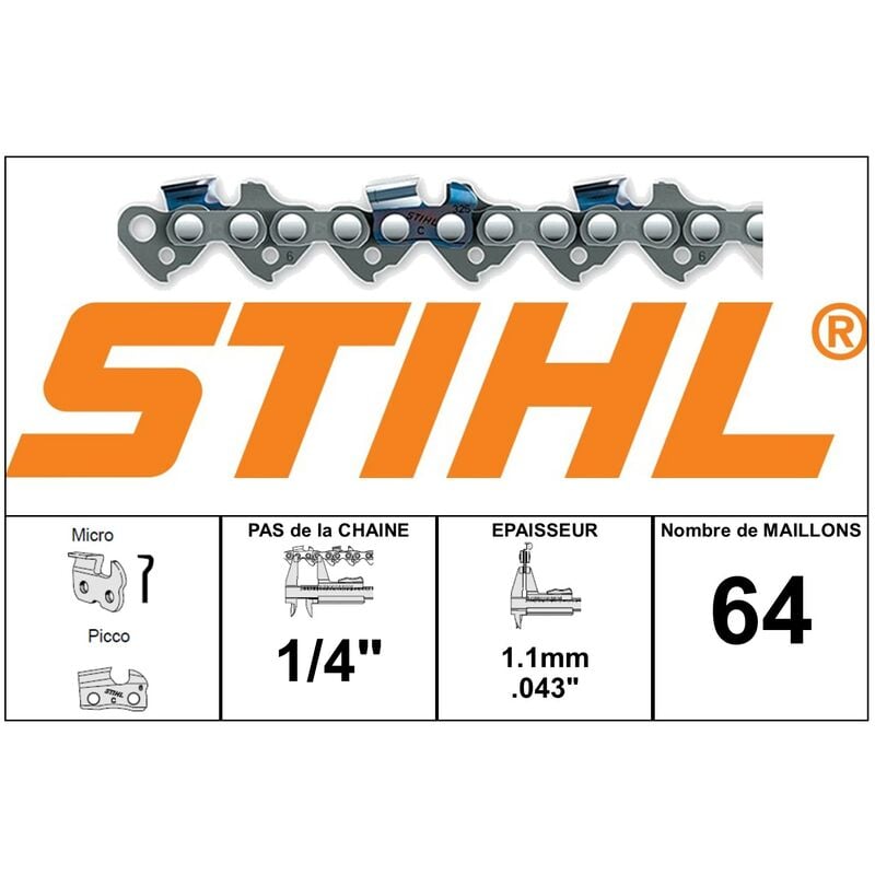 Guide De Tronçonneuse 30cm 1/4"LP 1,1 Mm 64 Maillons Et 2 Chaines Saegenspezi R Gouges Semi Carrees Pour Stihl Hta 160