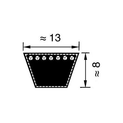 Courroie Lisse Trapézoïdale A86 - Section 13x8mm Longueur 2230mm - Pour Transmission Mécanique