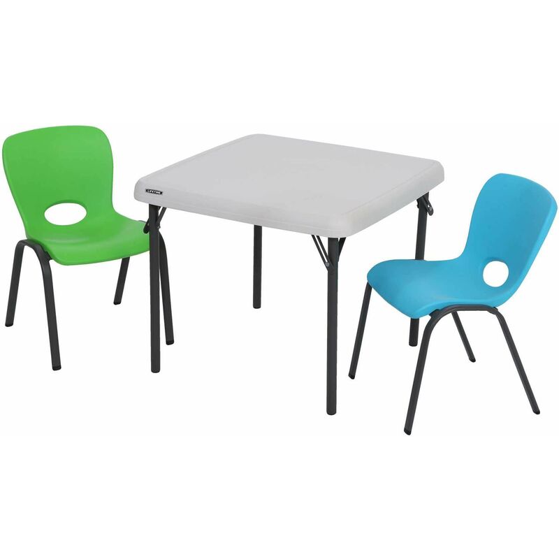 Lifetime kids table with 4 blue clearance chairs