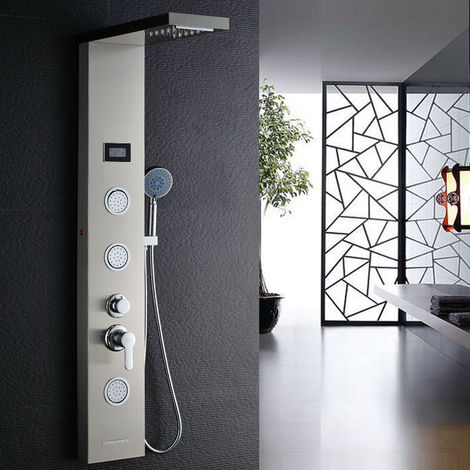 Thermostatic LED Shower Panel Column Tower System Massage Jets Hand Shower UK