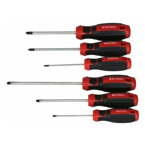 Lumberjack 6pc Magnetic Screwdriver Set Mixed PH & Slot with Rubber Grip Handles