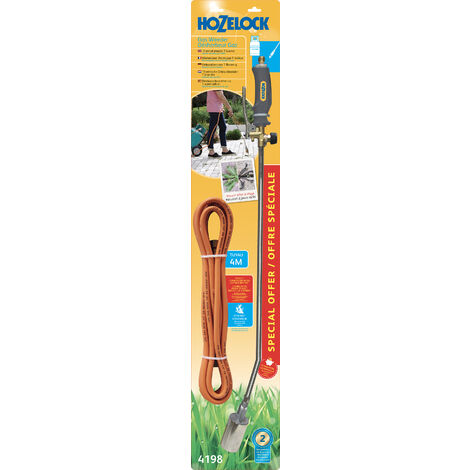 Désherbeur Thermique Hozelock Turbo Gaz 2-en-1 - Herbicycle Écologique Sans Flamme Ouverte, 800°C, Rapide & Économique - Cartouche Ou Bouteille Gaz
