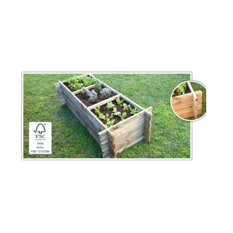 Huerto Urbano de madera - Jardinera  3 Cavidades, Pino  Resistente a Humedad y rayos UV