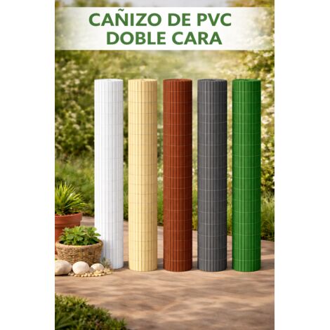 Iberogarden Cañizo de PVC doble caña color verde carruaje Mate medida 1,5 x 3 METROS 1600 GR ANTIUV CON FIJACIONES (1/5)