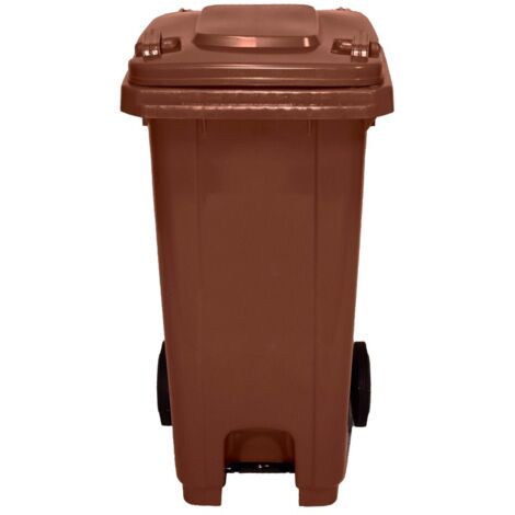 IBEROGARDEN Cubo de basura con pedal 120 litros Color Marron Uso fácil y seguro Práctico y duradero