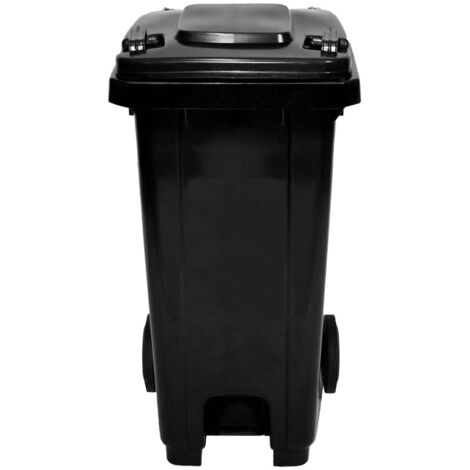 IBEROGARDEN Cubo de basura con pedal 120 litros  Color Negro  Uso fácil y seguro Práctico y duradero