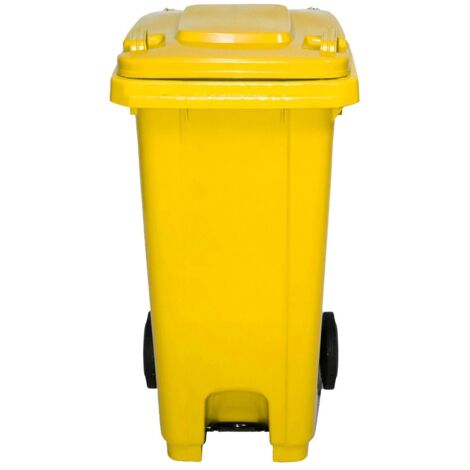 IBEROGARDEN Cubo de basura con pedal 120 litros  Color Amarillo  Uso fácil y seguro Práctico y duradero