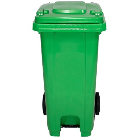 IBEROGARDEN Cubo de basura con pedal 120 litros  Color Verde  Uso fácil y seguro Práctico y duradero