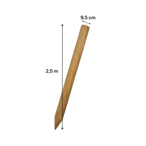 IBEROGARDEN PALO DE MADERA PARA SOMBRILLA DE BREZO Y ESPARTO TRATADO PARA EXTERIOR 2,5 METROS X 9,5 CM