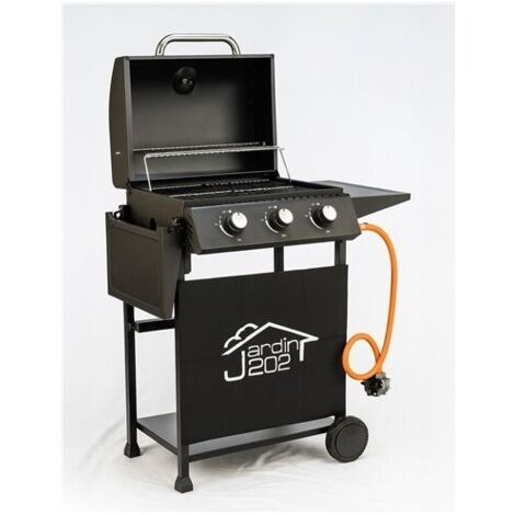 Barbacoa de Gas Alaska Premium  3 Quemadores, Tapa con Termómetro y Mesas Plegables