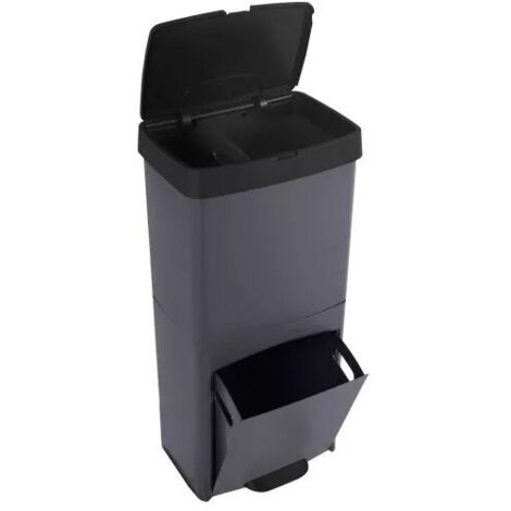 Cubo de Basura y Reciclaje 70L   3 Compartimentos  Separación de Residuos Fácil, Ecológico y Ultra-Resistente
