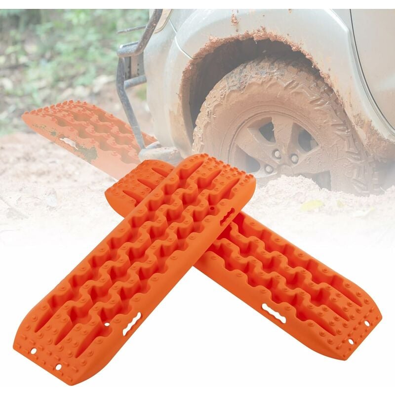 Lot de 2 tapis de traction pour pneus – Tapis antidérapant d'urgence pour  la neige, la glace, la boue et le sable – Orange : : Auto