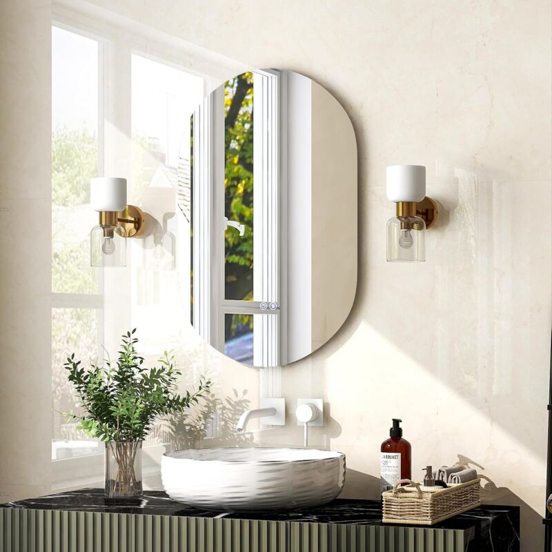 EMKE Miroir Lumineux de Salle de Bain Ovale 80 x 60 cm, avec Interrupteur  Tactile, Anti-buée, Dimmable, 3 Couleurs de lumière, Fonction mémoire :  : Cuisine et Maison