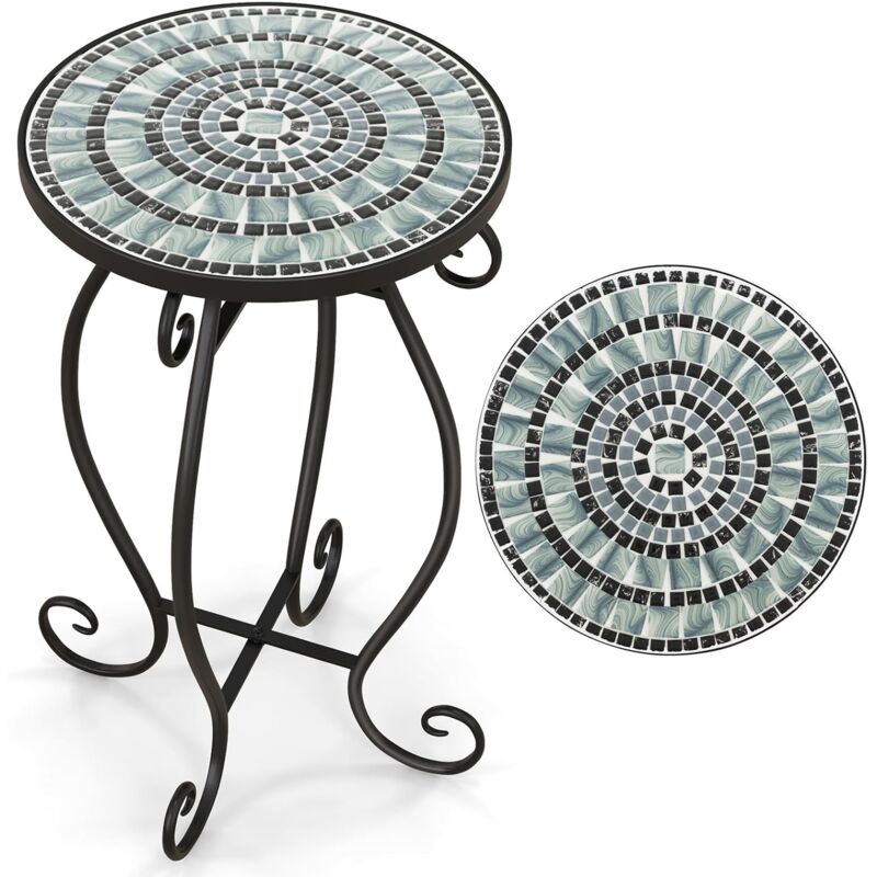 Table Mosaïque KESSER Bistrot 60x34 Cm Métal & Pierre - Idéale Jardin Balcon Terrasse