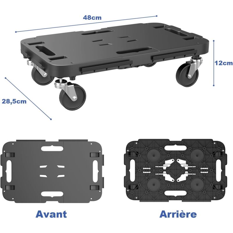 Chariot à Roulettes avec Conception à Bords Interconnectables Charge 543KG  Chariot de Déménagement de Meubles avec 4 Roues 58 x 38,5 x 12 cm Noir -  Costway