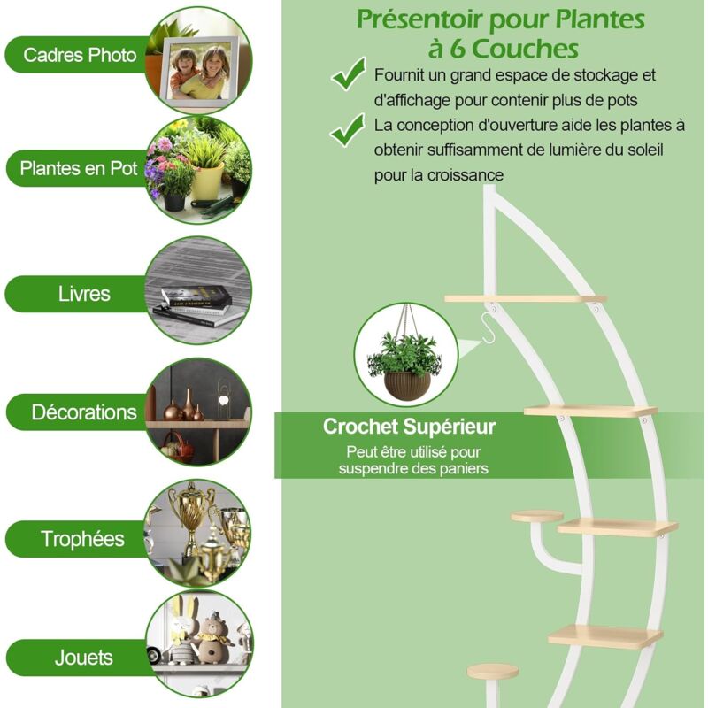 Étagère à Plantes Métal 4 Niveaux Support pour Plantes Balcon Jardin Échelle Décorative Noir