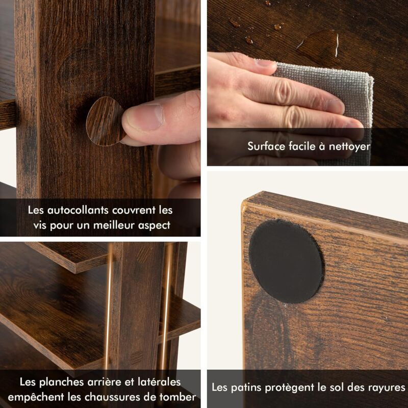 Banc à Chaussures COSTWAY Bois Naturel - 6 Compartiments, Siège Rembourré