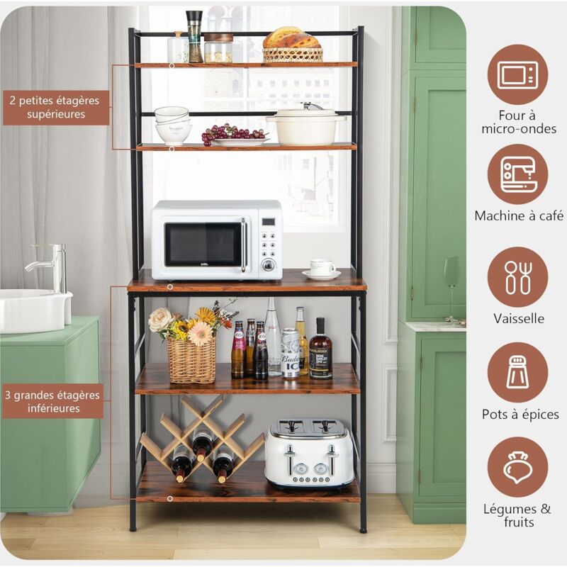 Costway Cuisine bakers rack micro-ondes stand bar à café avec s