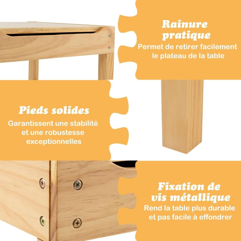 COSTWAY 2 en 1 Table de Blocs de Construction Enfants avec Plateau  Réversible, Table Multi-activités