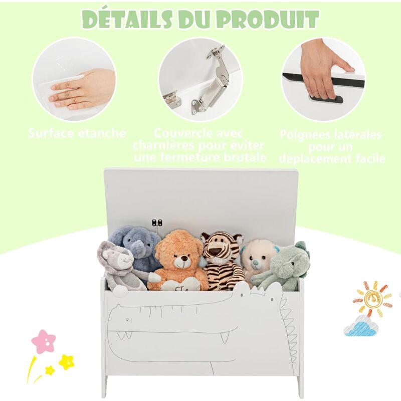 HOMCOM Coffre De Rangement Amusant Pour Enfants - 58 X 28 Cm