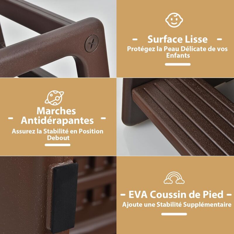 Tour D'Apprentissage COSTWAY 2-en-1 Pour Enfants 18-60 Mois - 3 Hauteurs Réglables (30/40/50cm) | Sécurité Maximale