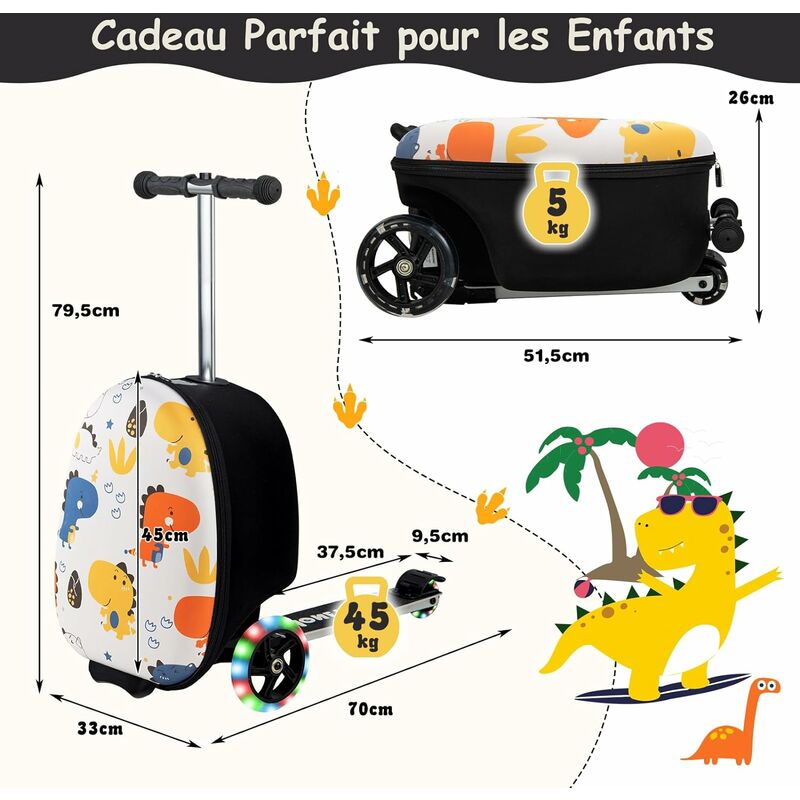 Costway 2 en 1 valise enfant avec motif de dessin animé exquis