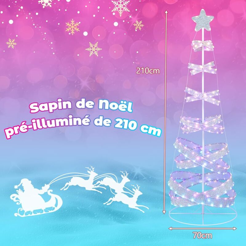 Sapin De Noël Artificiel Éclairé DREAMADE 93 Cm – 96 Branches, 96 LED, 8 Modes, étoile Au Sommet - 9