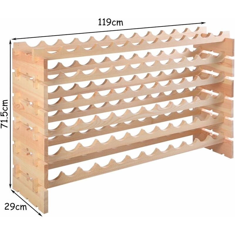 Costway casier à bouteilles pour 72 bouteilles, range bouteille vin avec 6  étagères,pour bars, sous-sols, 119 x 29 x 71,5cm - Conforama