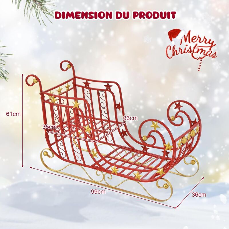 Traîneau Rouge Vintage Accessoire Photo Bébé – Bois Massif, 49x26x11 Cm – Pour Séances Nouveau-né, Noël, Décoration Maison, âge 0-6 Mois - 6