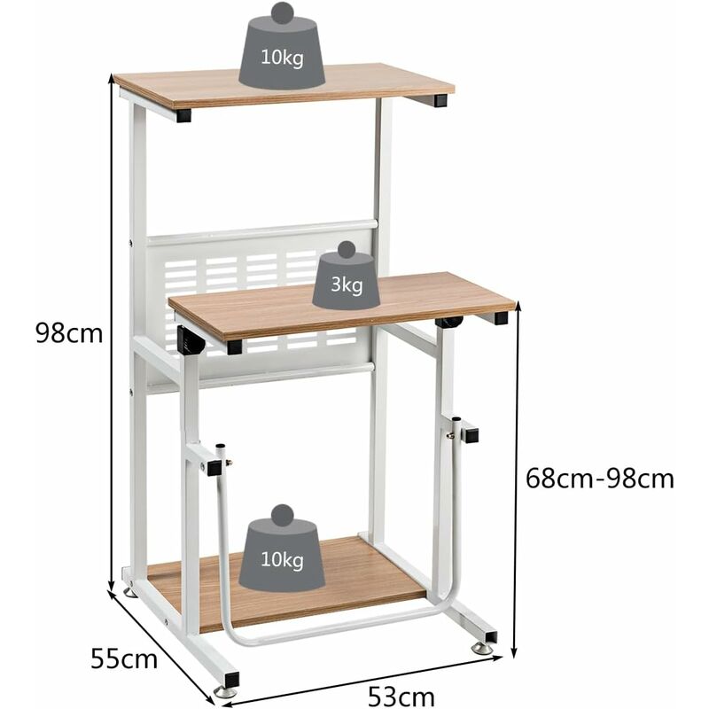 Costway poste de travail assis-debout réglable en hauteur, tables de 2  couches au bureau, support amovible pour ordinateur et clavier, bureau et  poste de travail avec plateau pour clavier (noir) - Conforama