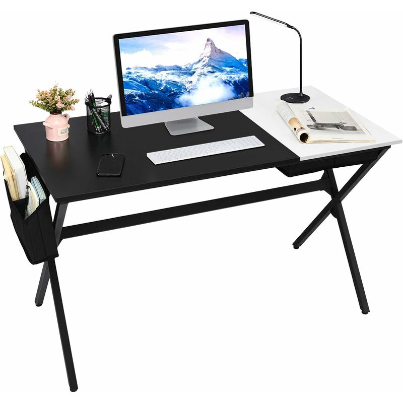 HOMCOM Bureau d'ordinateur avec rangement, table d'ordinateur portable pour  bureau à domicile avec étagères et tiroirs, bureau de poste de travail  moderne avec plateau pour clavier, noir