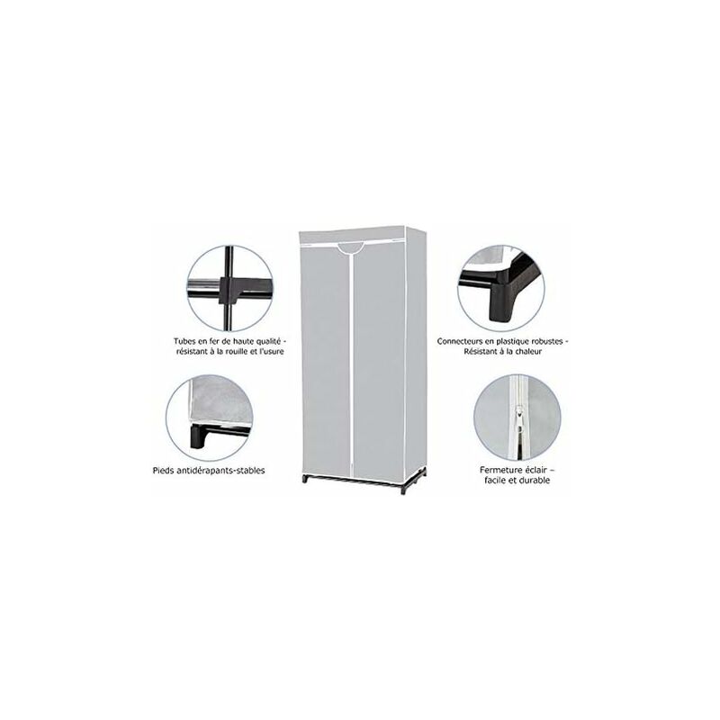 Armoire Penderie Portable COSTWAY 8 Cubes - Modulable, Pliable, 69 X 50 X 136 Cm Blanc