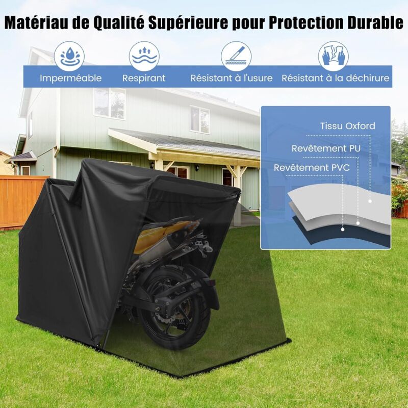 Abri De Moto Extérieur Outsunny - Tente Pliable 345x135x191 Cm, Toile Oxford Imperméable, 2 Fenêtres - 3