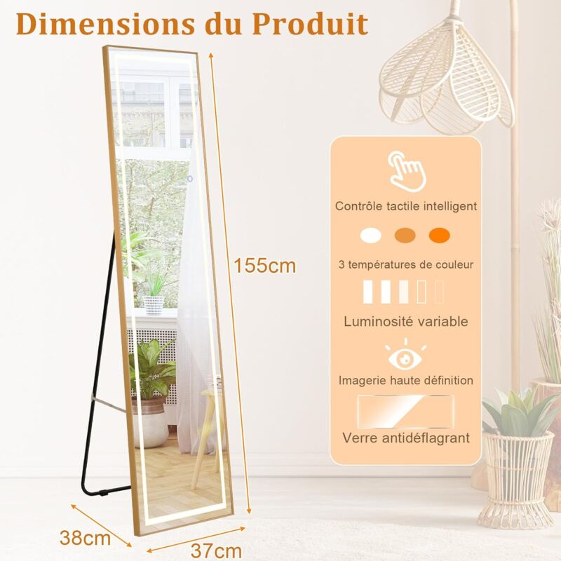 Miroir Mural Pleine Longueur, 110 Cm X 38 Cm Miroir Rectangulaire Sans Cadre Avec Accessoires De Montage Mural Miroir Long Pour Salon Vestiaire 92866703