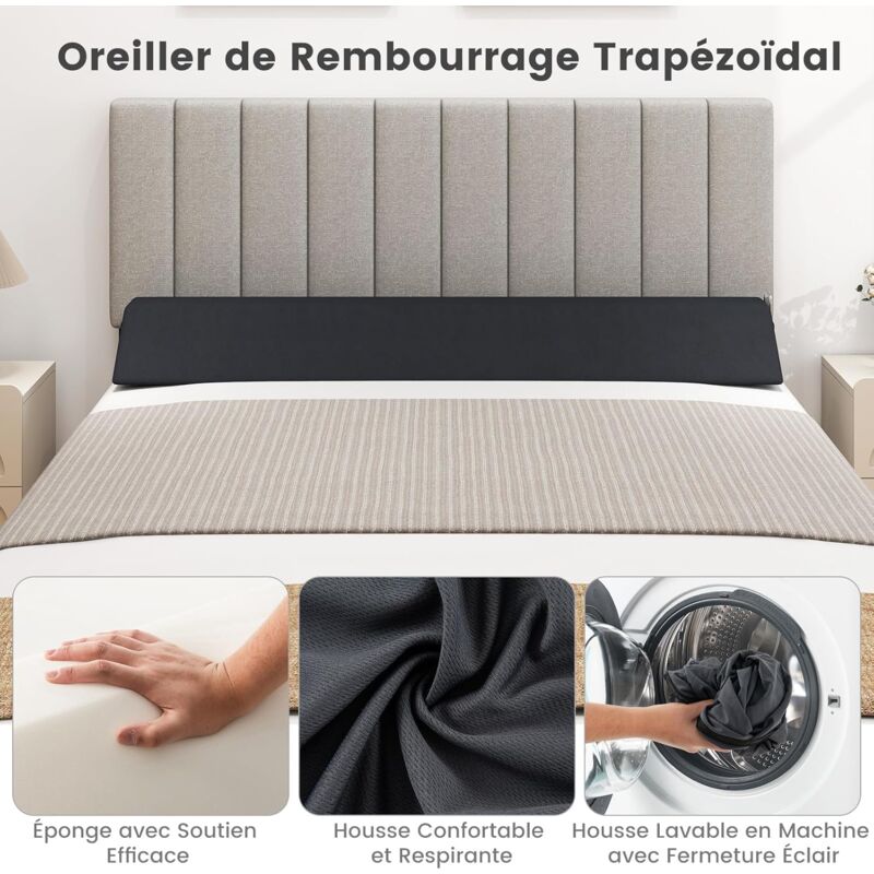 Dorifine Coussin cale de lit, pour remplissage d'espace de la tête de lit, de 0 à 20,3 cm, pour espace entre la tête de lit et le matelas, gris foncé, reine Dorifine Coussin cale de lit, pour remplissage d'espace de la tête de lit, de 0 à 20,3 cm, pour espace entre la tête de lit et le matelas, gris foncé, reine