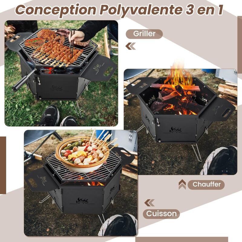 Barbecue Charbon COSTWAY Avec Fumoir - 115x65cm, Table Latérale