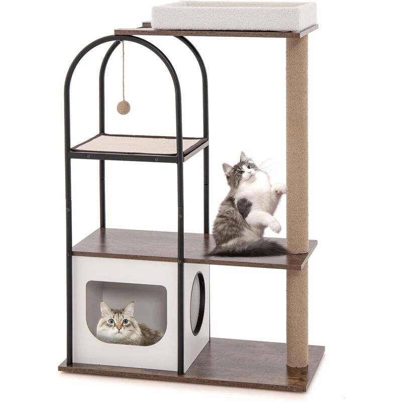 FDW Arbre à Chat Hauteur 139 Cm Tour De Jeux Pour Chat Avec 2