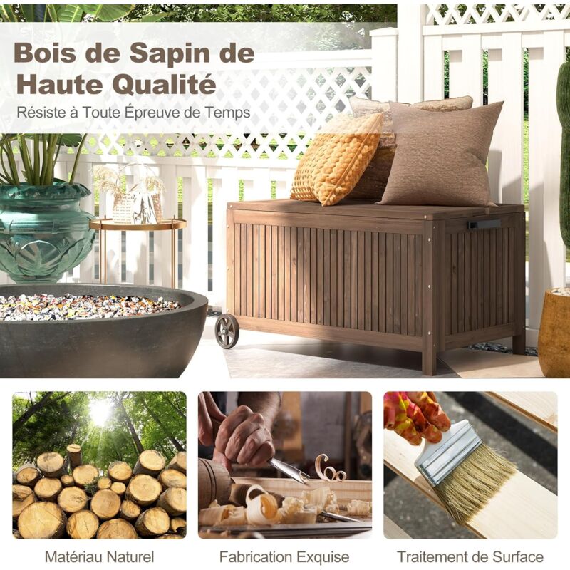 Coffre de jardin en résine tressée - Cassapanca Noir - 790L. vérins. roulettes. poignée et housse intérieure écrue. rangement coussins 162x82cm Coffre de jardin en résine tressée - Cassapanca Noir - 790L. vérins. roulettes. poignée et housse intérieure écrue. rangement coussins 162x82cm
