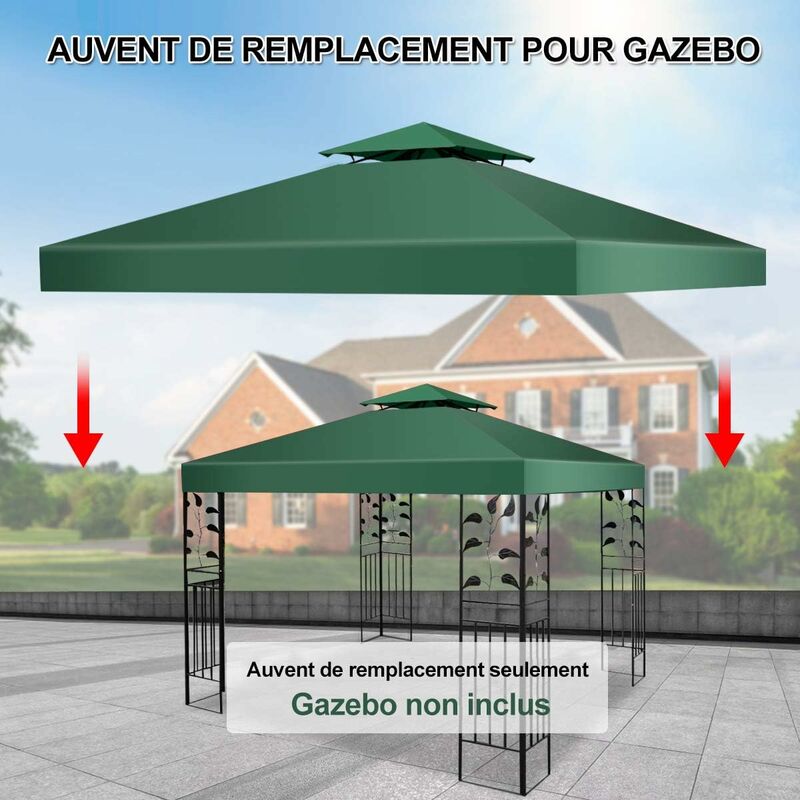 Outsunny Housse bâche de protection transparente en PVC pour auvent de  pergola gazebo 3 x 3 m