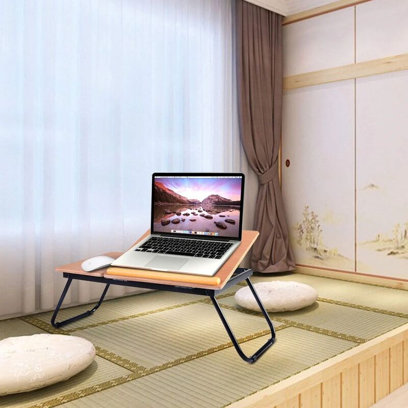 TRESKO® Table de lit Pliable Support Ordinateur Table pour projecteur Fait du métal Absorbant de la Chaleur avec grilles capacité de Charge 15 kg Noir 
